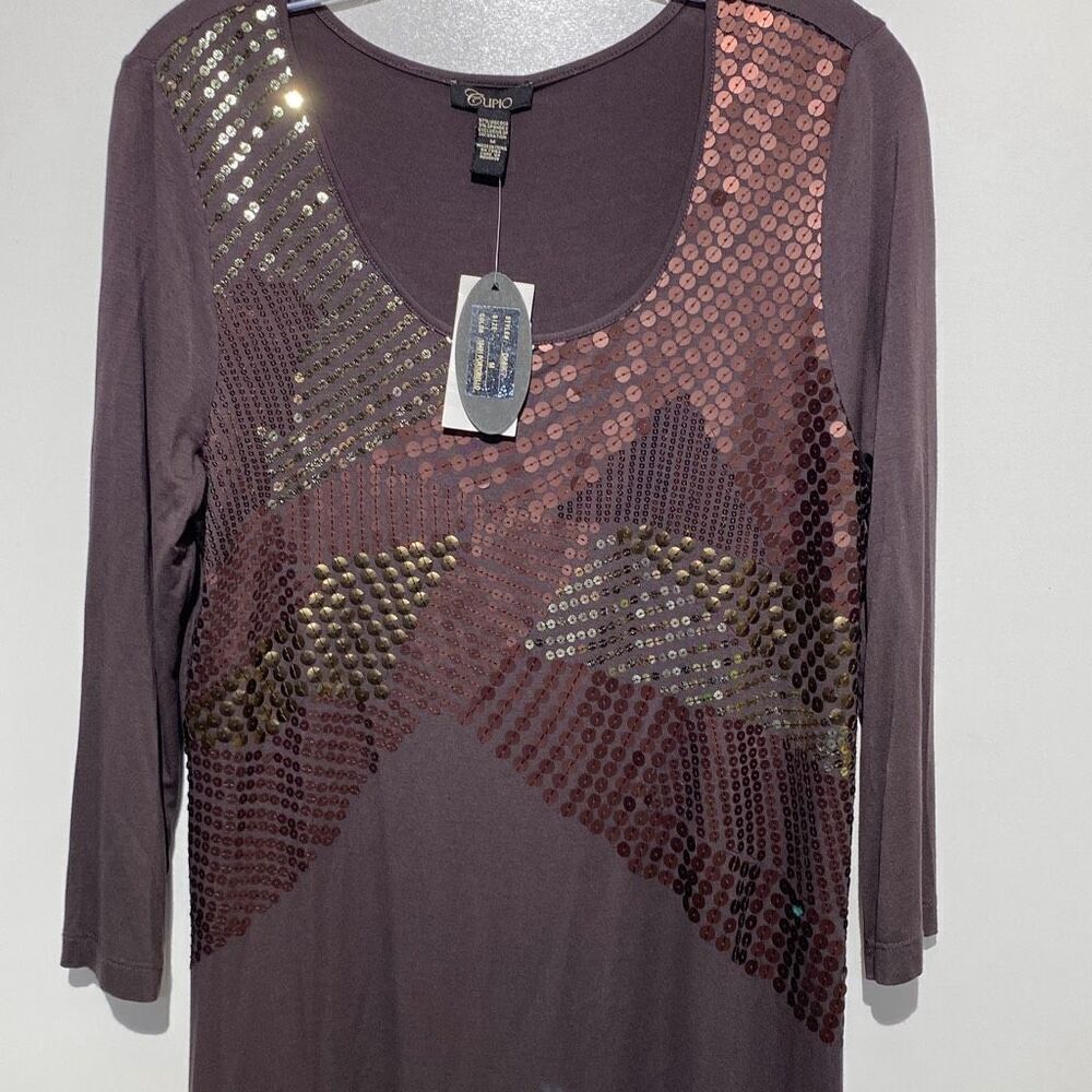 Cupio Women's Portobello Sequin Scoop Neck Mini T-Shirt Dress Size Medium NWT